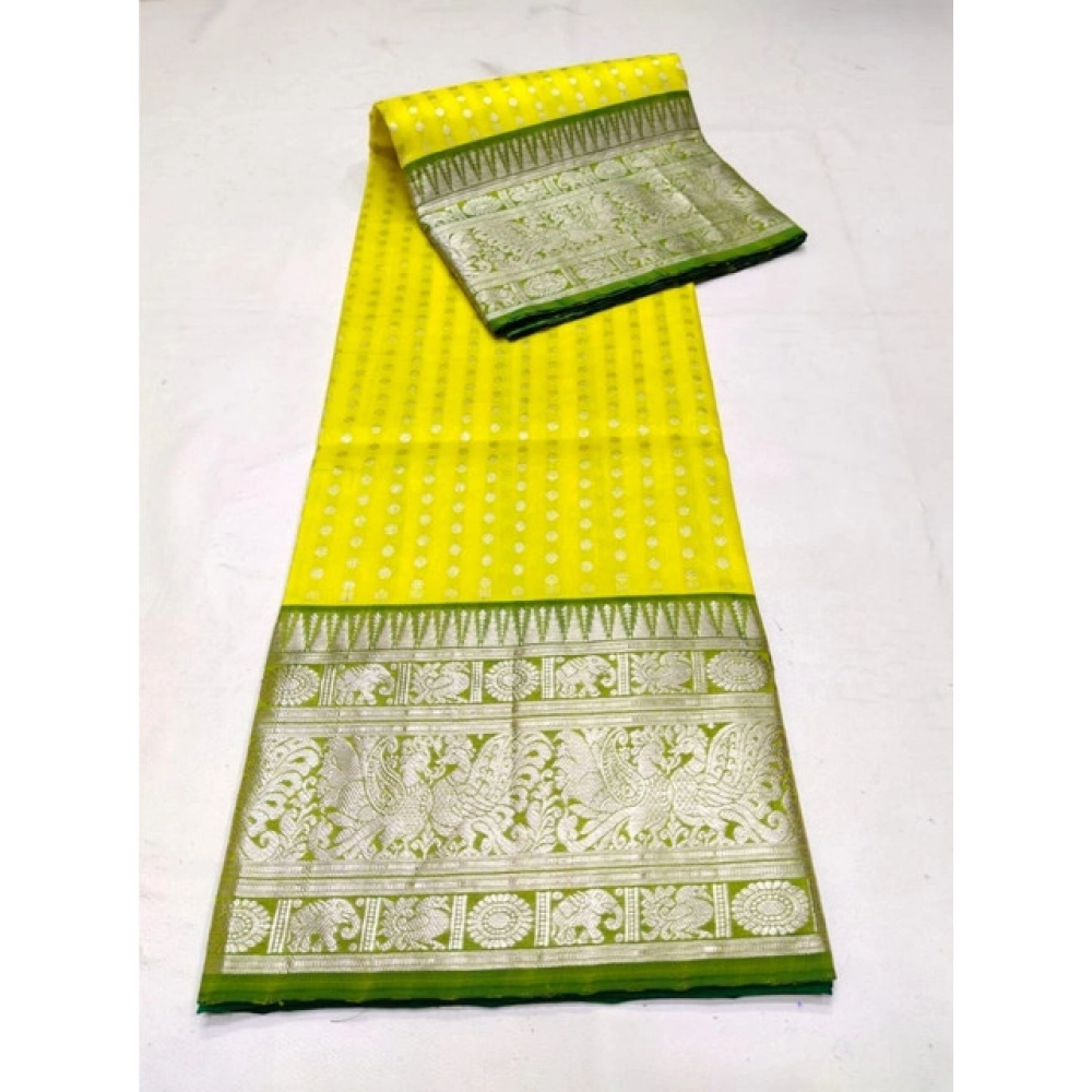 Generic Women's Soft Litchi Silk Jacquard Work Saree With Unstitched Blouse 5.5Mtr (Yellow) Generic Women's Soft Litchi Silk Jacquard Work Saree With Unstitched Blouse 5.5Mtr (Yellow)