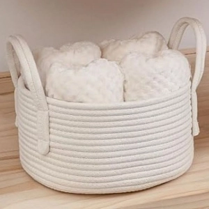 Generic Cotton Pack Of_1 Basket 7x5 Inch Storage Basket For Clothes (White)