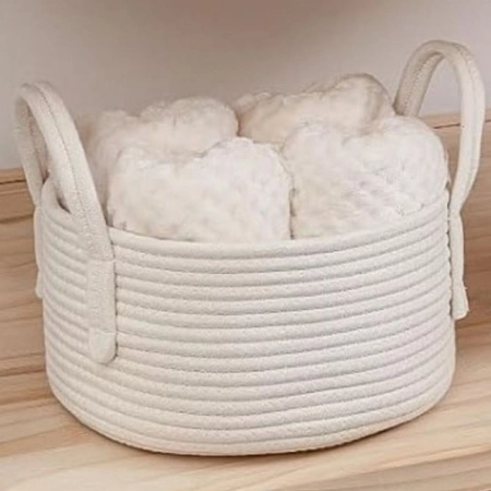 Generic Cotton Pack Of_1 Basket 7x5 Inch Storage Basket For Clothes (White)