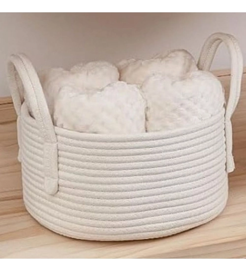 Generic Cotton Pack Of_1 Basket 7x5 Inch Storage Basket For Clothes (White) Generic Cotton Pack Of_1 Basket 7x5 Inch Storage Basket For Clothes (White)