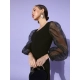 Generic Women's Organza And Polyester Lycra Solid Long Sleeves Dress (Black) Generic Women's Organza And Polyester Lycra Solid Long Sleeves Dress (Black)