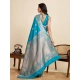 Generic Women's Faux_Banarasi_Silk Woven Saree With Unstitched Blouse 5.5Mtr (Turquoise) Generic Women's Faux_Banarasi_Silk Woven Saree With Unstitched Blouse 5.5Mtr (Turquoise)