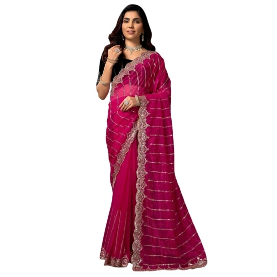 Generic Women's Net Sequence Saree With Unstitched Blouse 5.5Mtr (Pink) Generic Women's Net Sequence Saree With Unstitched Blouse 5.5Mtr (Pink)