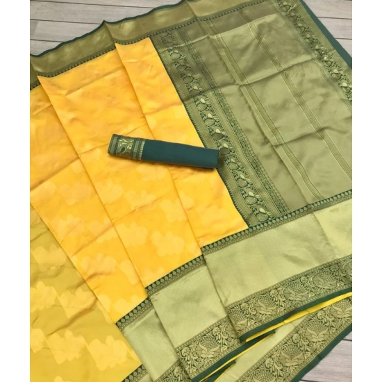 Generic Women's Soft Litchi Silk Jacquard Work Saree With Unstitched Blouse 5.5Mtr (Yellow) Generic Women's Soft Litchi Silk Jacquard Work Saree With Unstitched Blouse 5.5Mtr (Yellow)