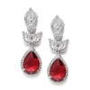 Generic Women's Brass Silver Plated Drop Earrings (Red)