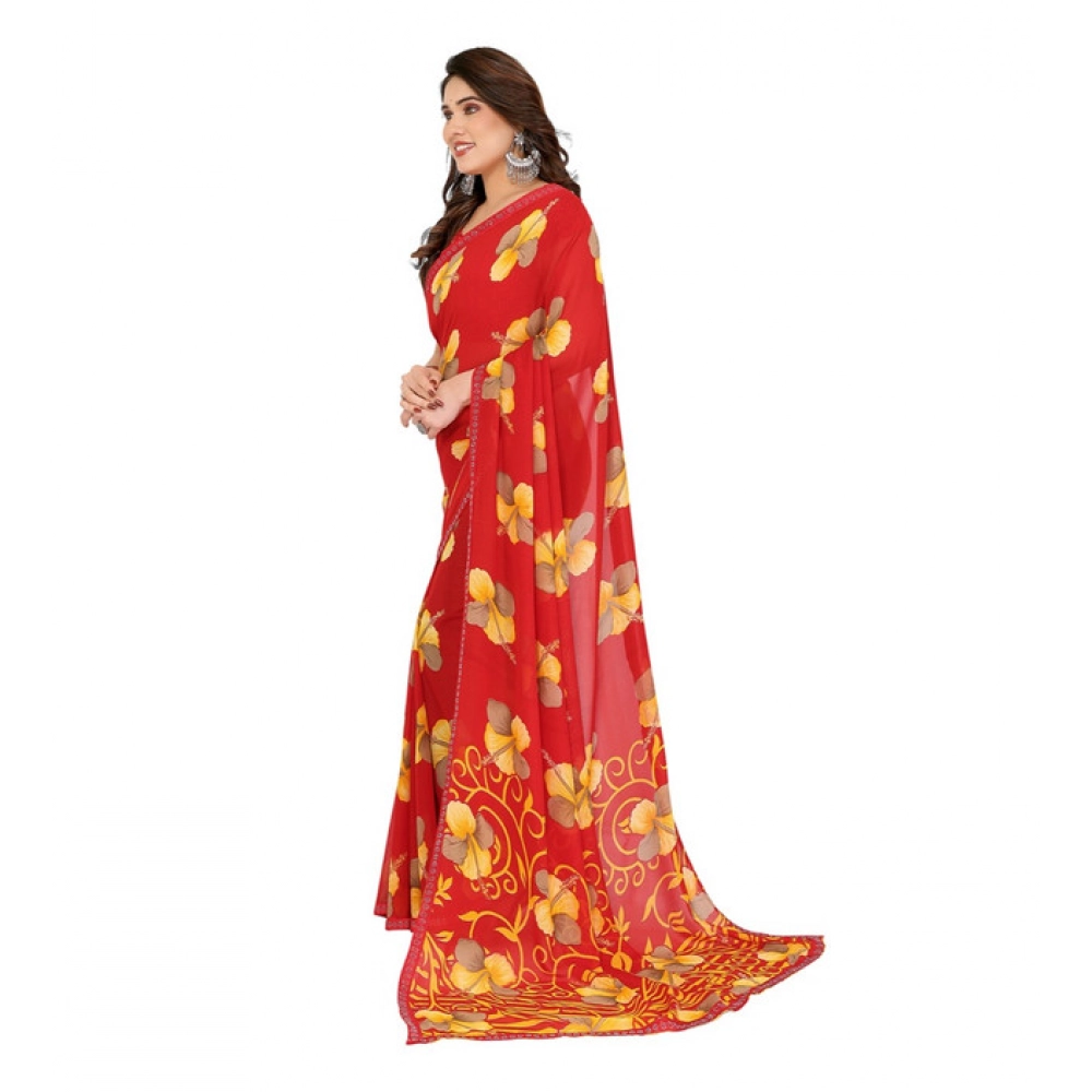 Generic Women's Georgette Printed Saree With Unstitched Blouse 5.5Mtr (Orange) Generic Women's Georgette Printed Saree With Unstitched Blouse 5.5Mtr (Orange)
