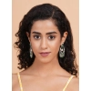 Generic Women's Brass Silver Plated Chandbali Earrings (Green)