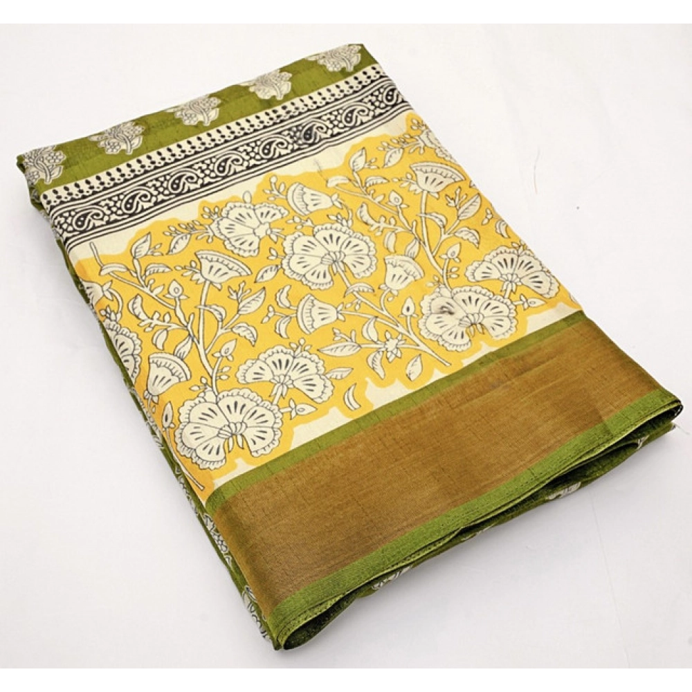 Generic Women's Cotton Blend Printed Saree With Unstitched Blouse 5.5Mtr (Mehandi) Generic Women's Cotton Blend Printed Saree With Unstitched Blouse 5.5Mtr (Mehandi)