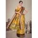 Generic Women's Cotton Silk  Printed Saree With Unstitched Blouse 5.5Mtr (Yellow)