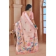 Generic Women's Printed Cotton Linen Saree withPrinted  Saree With Unstitched Blouse (Pink , 5-6Mtrs)