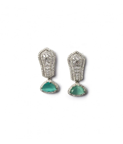 Generic Women's Brass Silver Plated Drop Earrings (Turquoise)