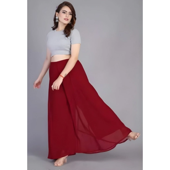 Generic Women's Pack of 2 Georgette Solid High Rise Wide Leg Flared Palazzos with Elastic Waist (Maroon) Generic Women's Pack of 2 Georgette Solid High Rise Wide Leg Flared Palazzos with Elastic Waist (Maroon)