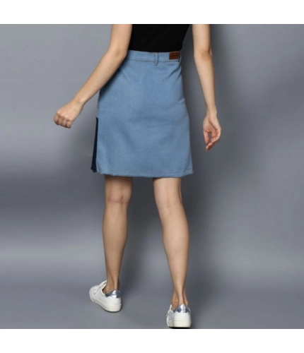 Generic Women's Denim Brick Style Buttoned Skirt (Blue)