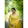 Generic Women's Faux_Banarasi Lining Pattern Saree With Unstitched Blouse 5.5Mtr (Yellow)