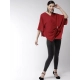 Generic Women's Polyester Solid Cape Sleeve Top (Red) Generic Women's Polyester Solid Cape Sleeve Top (Red)