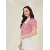Generic Women's Cotton Checkered Half Sleeve Shirt (Red - White)