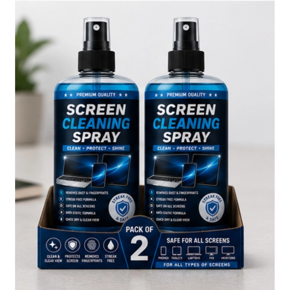 Generic Pack of 2 Screen Cleaning Liquid Spray Bottles 100 ML