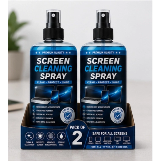 Generic Pack of 2 Screen Cleaning Liquid Spray Bottles 100 ML Generic Pack of 2 Screen Cleaning Liquid Spray Bottles 100 ML