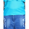 Generic Girl's Rayon Solid Cold Shoulder Top with Shorts (Blue)