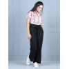 Generic Girl's Polyester Floral Short Sleeves Jumpsuit (White-Black) Generic Girl's Polyester Floral Short Sleeves Jumpsuit (White-Black)