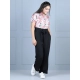 Generic Girl's Polyester Floral Short Sleeves Jumpsuit (White-Black) Generic Girl's Polyester Floral Short Sleeves Jumpsuit (White-Black)