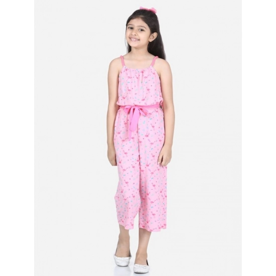Generic Girl's Rayon Flamingo Print Sleeveless Jumpsuit (Pink) Generic Girl's Rayon Flamingo Print Sleeveless Jumpsuit (Pink)