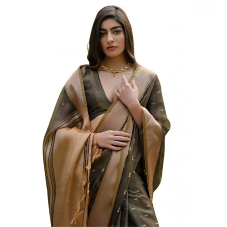 Generic Women's Silk_Blend Butti Pattern Saree With Unstitched Blouse 5.5Mtr (Coffee) Generic Women's Silk_Blend Butti Pattern Saree With Unstitched Blouse 5.5Mtr (Coffee)