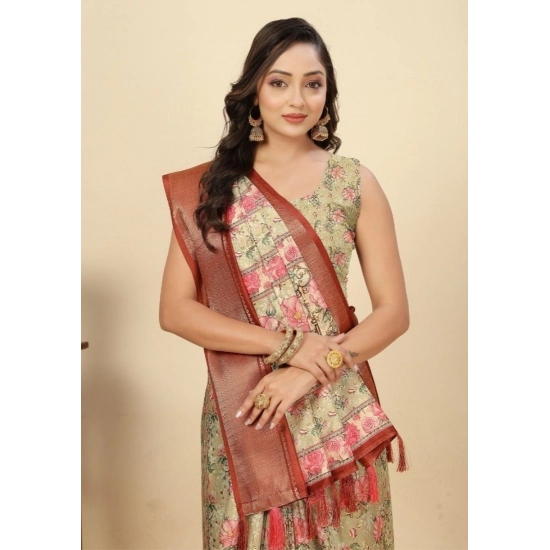 Generic Women's Cotton Silk Floral Printed Saree With Unstitched Blouse 5.5Mtr (Gold) Generic Women's Cotton Silk Floral Printed Saree With Unstitched Blouse 5.5Mtr (Gold)