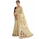 Generic Women's Star Georgette Embellished Saree With Unstitched Blouse 5.5Mtr (Beige-Maroon)