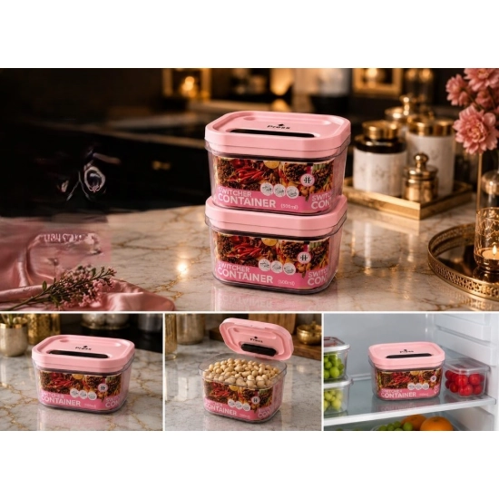 Generic Pack of 2 Switchers Airtight Storage Container Set 500 ML (Pink)