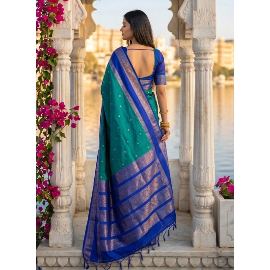 Generic Women's Silk Blend Printed Saree With Unstitched Blouse 5.5Mtr (Teal-Blue) Generic Women's Silk Blend Printed Saree With Unstitched Blouse 5.5Mtr (Teal-Blue)