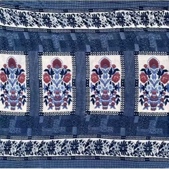 Generic Fleece Floral Printed Double Polar Warm Bedsheet with 2 Pillow Cover (Blue)