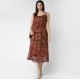 Generic Women's Polyester Printed Shoulder Straps Dress (Maroon - Brown) Generic Women's Polyester Printed Shoulder Straps Dress (Maroon - Brown)