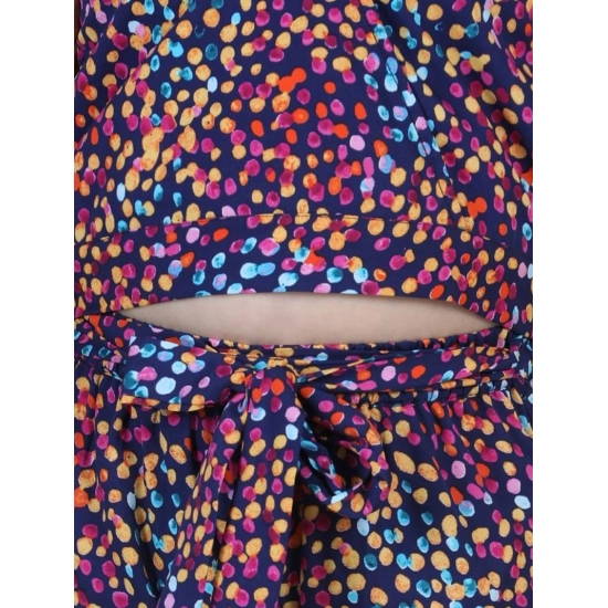 Generic Girl's Polyester Crepe Floral Short Sleeve Set (Multicolor)