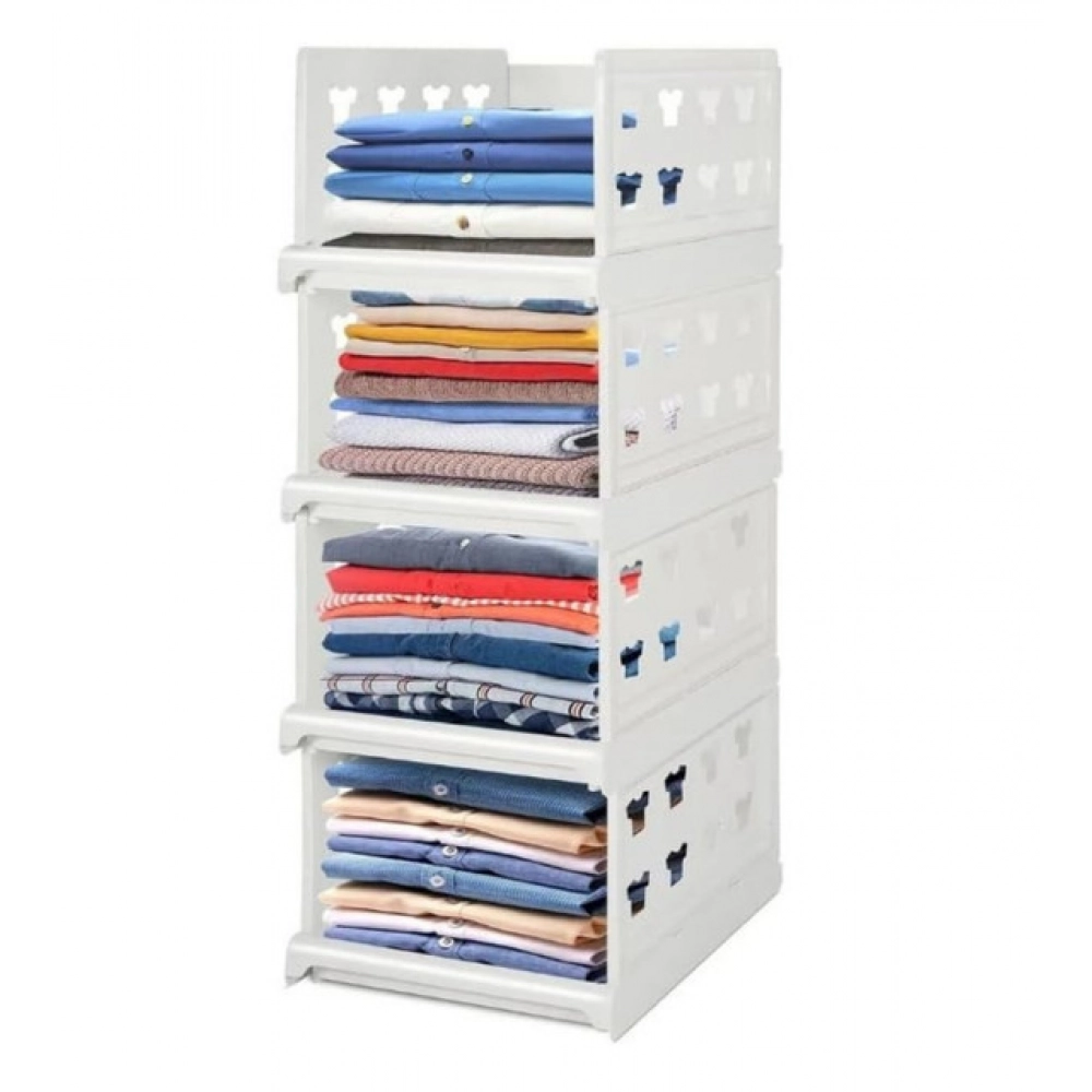 Generic Pack of 1 Plastic Foldable Stackable Storage Organizer (White)