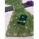 Generic Women's Star Georgette Embellished Saree With Unstitched Blouse 5.5Mtr (Green)