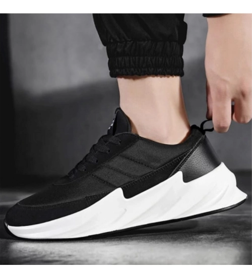Generic Men's Casual Synthetic Lace-ups Casual Shoes (Black)