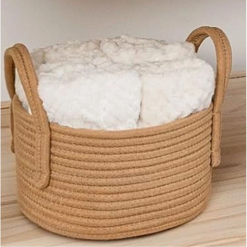 Generic Cotton Pack Of_1 Basket 7x5 Inch Storage Basket For Clothes (Beige) Generic Cotton Pack Of_1 Basket 7x5 Inch Storage Basket For Clothes (Beige)