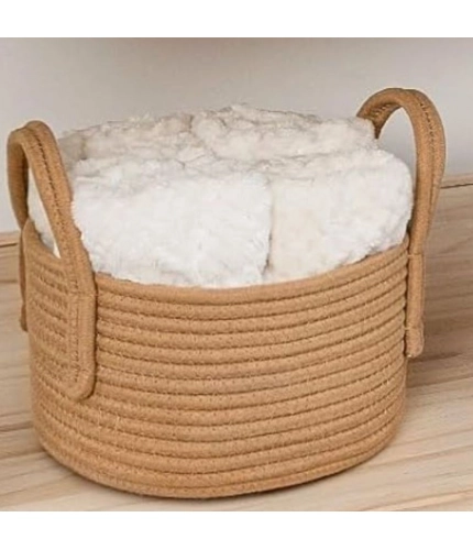 Generic Cotton Pack Of_1 Basket 7x5 Inch Storage Basket For Clothes (Beige)