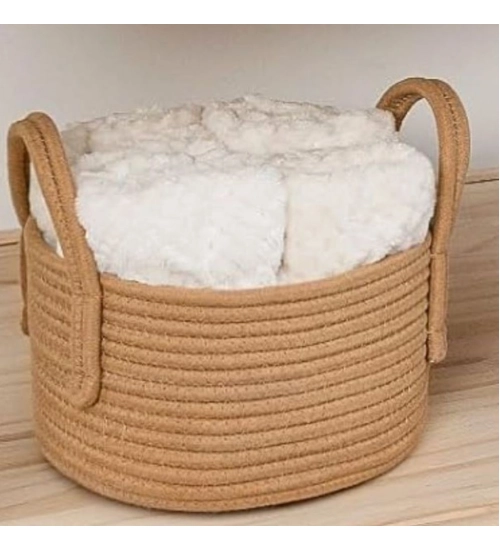Generic Cotton Pack Of_1 Basket 7x5 Inch Storage Basket For Clothes (Beige)
