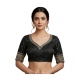 Generic Women's Vichitra Silk V Neck Padded Blouse (Black, 38 Ready Size (Self-Alterable 36–40)