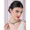 Generic Women's Brass Silver Plated Necklace set (Green)