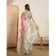 Generic Women's Viscose Printed Saree With Unstitched Blouse 5.5Mtr (Cream)