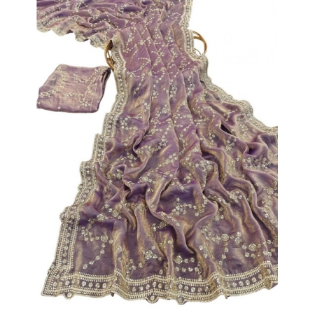 Generic Women's Silk Embellished Saree With Unstitched Blouse 5.5Mtr (Lavender) Generic Women's Silk Embellished Saree With Unstitched Blouse 5.5Mtr (Lavender)