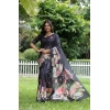 Generic Women's Faux_Tussar Floral Saree With Unstitched Blouse 5.5Mtr (Black)