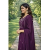 Generic Women's Georgette Ethnic Motif Round 3/4th Sleeve Kurti With Pant Dupatta Set (Magenta)