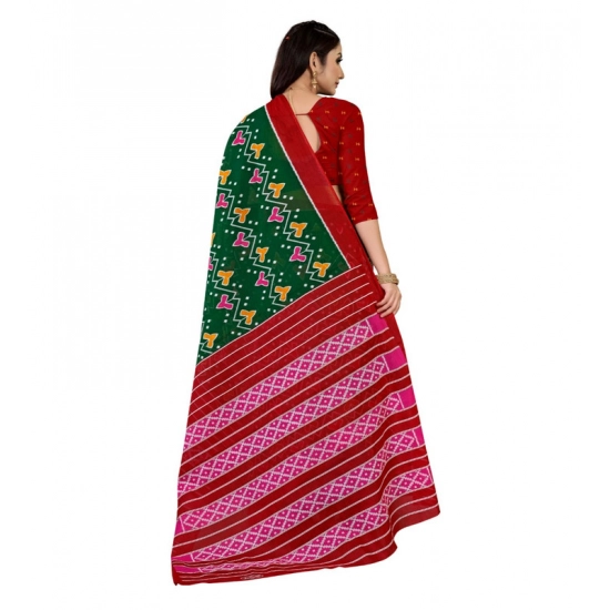 Generic Women's Soft Pure Cotton Printed Saree With Unstitched Blouse 5.5Mtr (Green) Generic Women's Soft Pure Cotton Printed Saree With Unstitched Blouse 5.5Mtr (Green)