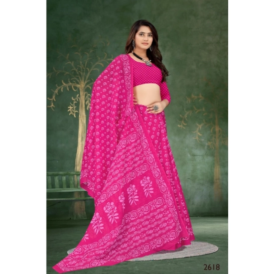 Generic Women's Soft Pure Cotton Printed Saree With Unstitched Blouse 5.5Mtr (Pink)