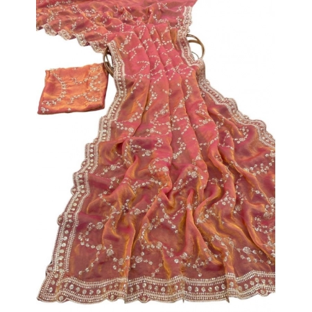 Generic Women's Silk Embellished Saree With Unstitched Blouse 5.5Mtr (Orange) Generic Women's Silk Embellished Saree With Unstitched Blouse 5.5Mtr (Orange)