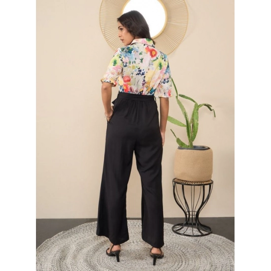 Generic Women's Polyester Floral Half Sleeves Jumpsuit (Multicolor) Generic Women's Polyester Floral Half Sleeves Jumpsuit (Multicolor)